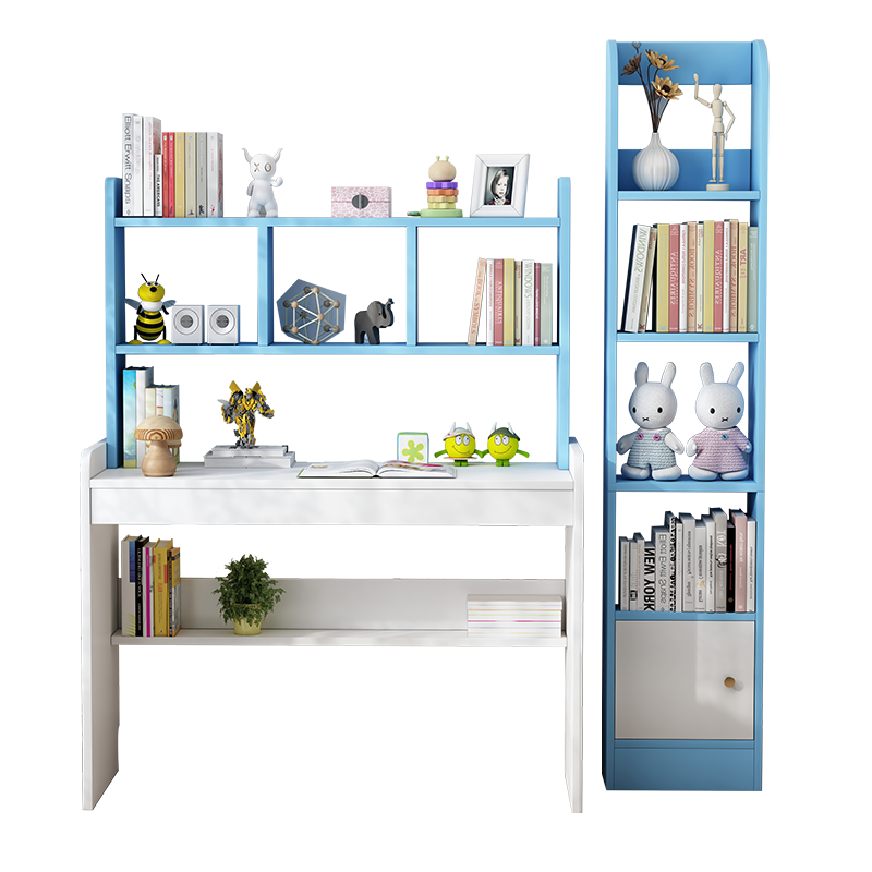 美丽印记书桌书架组合家用学习桌椅套装卧室中小学生写字桌书房办公电脑桌 【公主粉】120cm套装+边柜