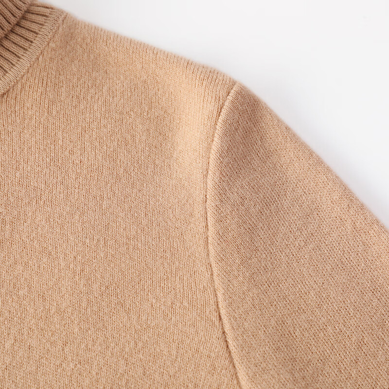 恒源祥厚款保暖纯羊毛衫女秋冬季新款高领套头毛衣纯色打底女装针织衫 奶咖色 M /165/88A