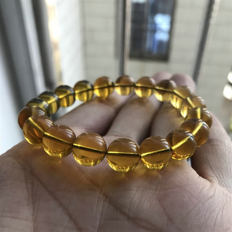 入古 手串原矿缅甸天然净水金珀 琥珀9mm金蓝珀手链 天然琥珀女 红色