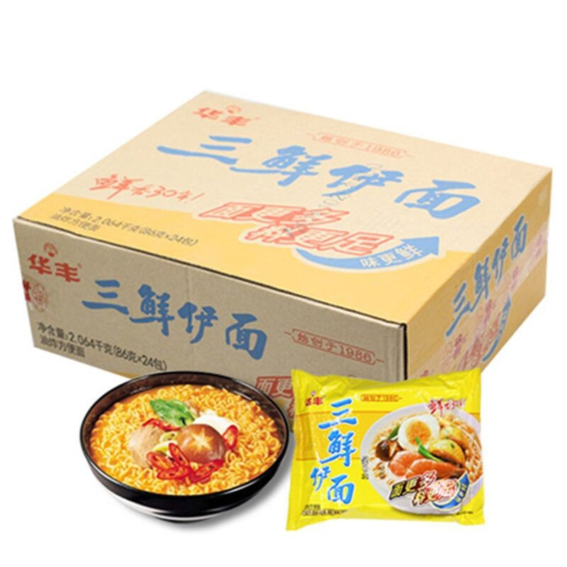 华丰华丰三鲜伊面箱装鸡汁泡面袋装干吃速食食品怀旧老式方便面 原味