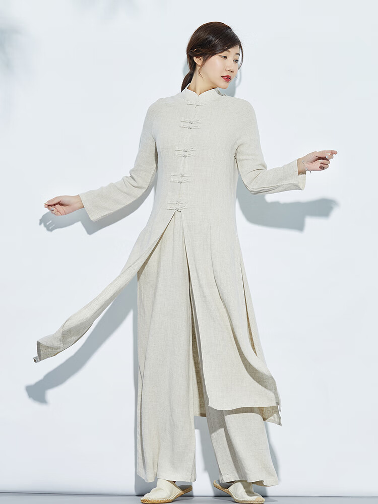 清丝坊禅舞舞蹈服装居士禅修棉麻装新品复古文艺国风汉盘扣茶禅舞 原