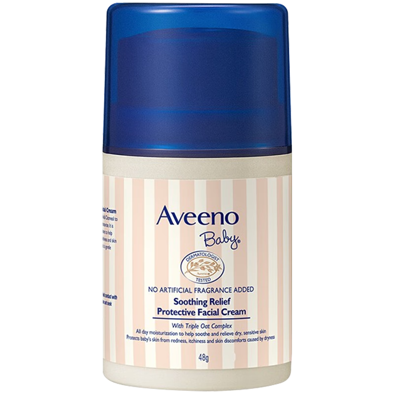 艾惟諾（Aveeno）艾維諾嬰兒面霜寶寶擦臉霜護膚霜擦臉油兒童保濕霜 48g面霜 27年效期 贈棉簽200支