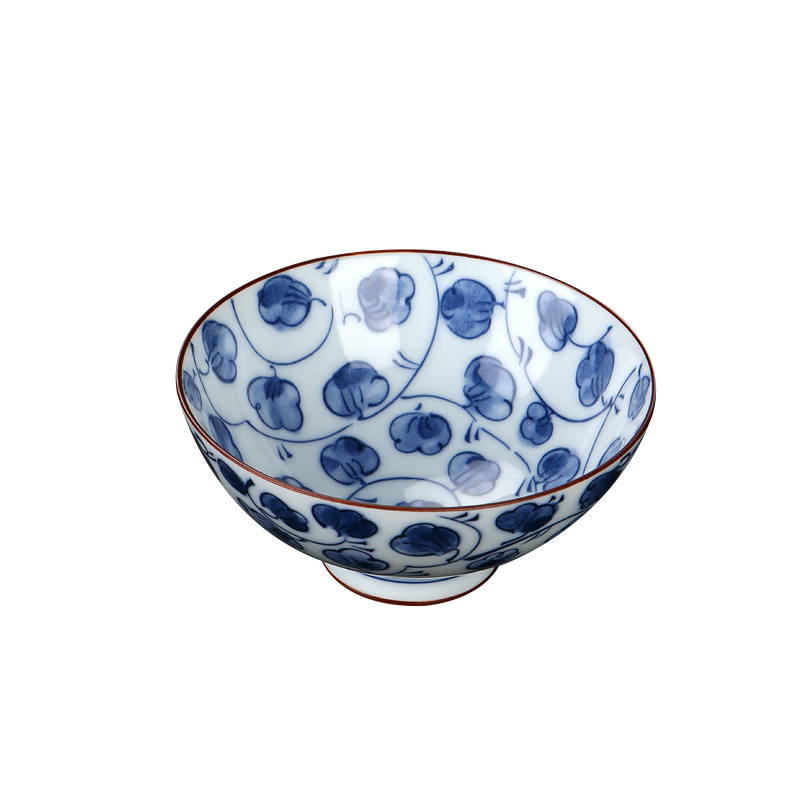 美濃燒（Mino Yaki）日本進(jìn)口碗米飯碗日式和風(fēng)陶瓷器釉下彩餐具家用飯碗套裝 4.5英寸菀花唐草-單個