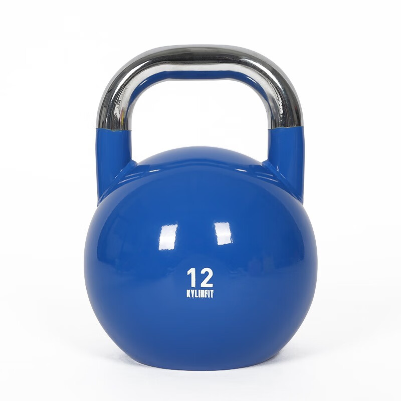 KYLIN SPORT钢制竞赛壶铃 全钢彩色烤漆哑铃 男士女士力量训练 12kg蓝色