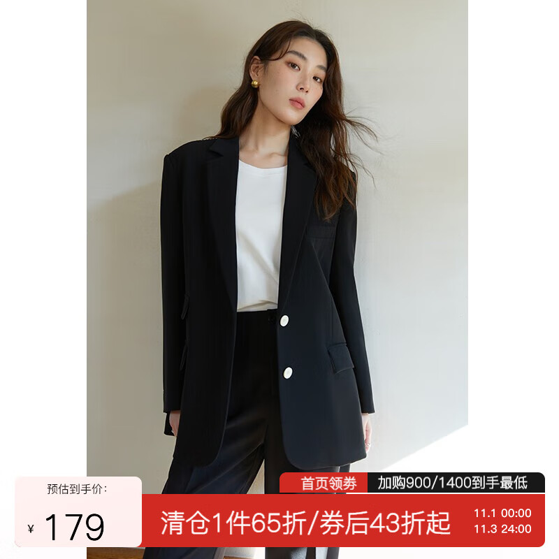 独束大码女装九分袖气质通勤西装外套女春季新款微胖mm职场西服装 暮色黑 XXL高性价比高么？