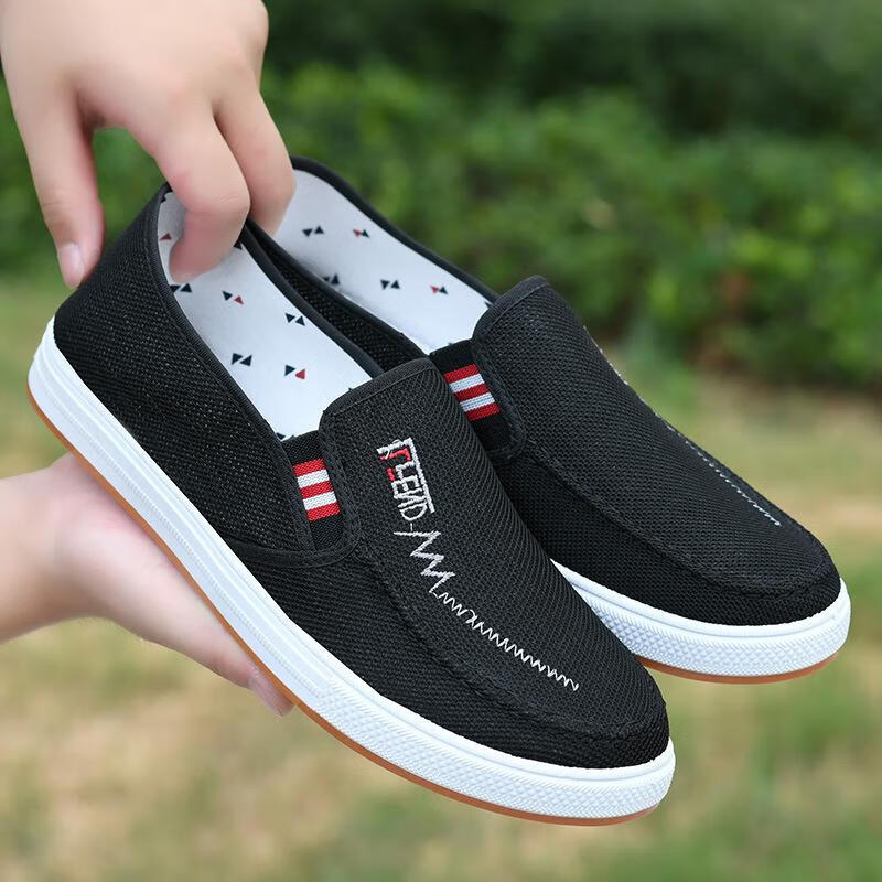 男式布鞋老北京布鞋牛筋底休闲帆布鞋 A09黑色 39