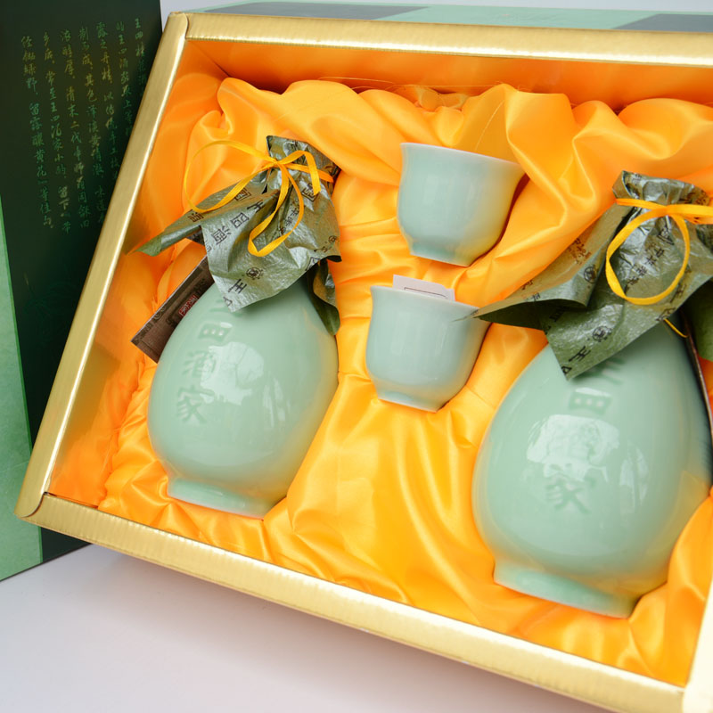 金榴园常熟特产 王wang四si酒家青瓷瓶十年陈桂花酒礼盒500ml*2瓶 500
