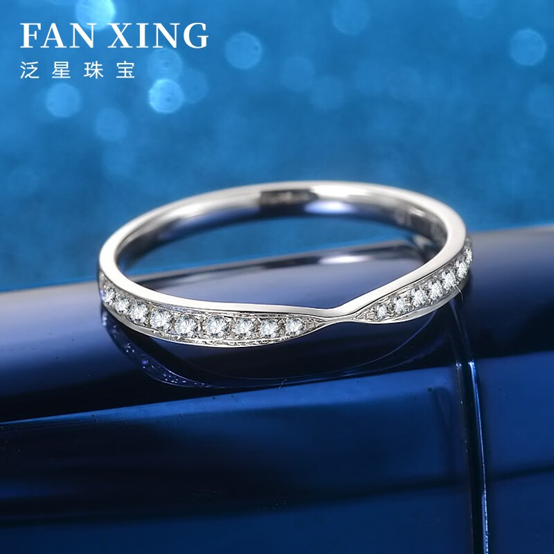 泛星珠宝 白18k金群镶钻石戒指排戒钻戒 小时光 白18k金