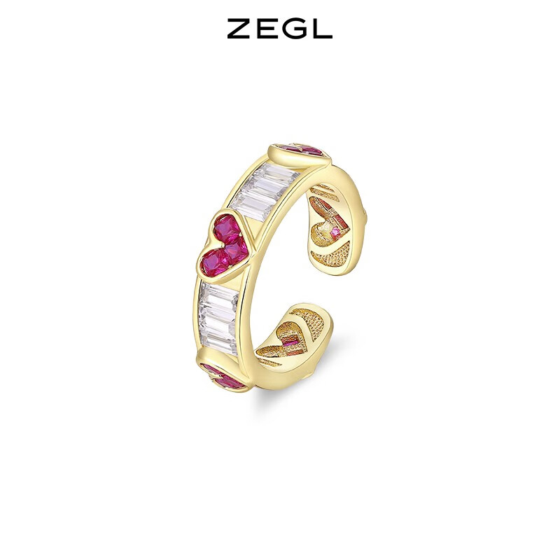 ZEGL爱心戒指女小众设计高级感指环2022年新款时尚个性开口食指戒 甜心开口戒指