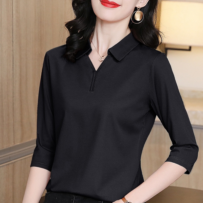 t恤新款】七分长袖t恤女春夏季2021新款潮宽松时尚上衣打底衫大码女装