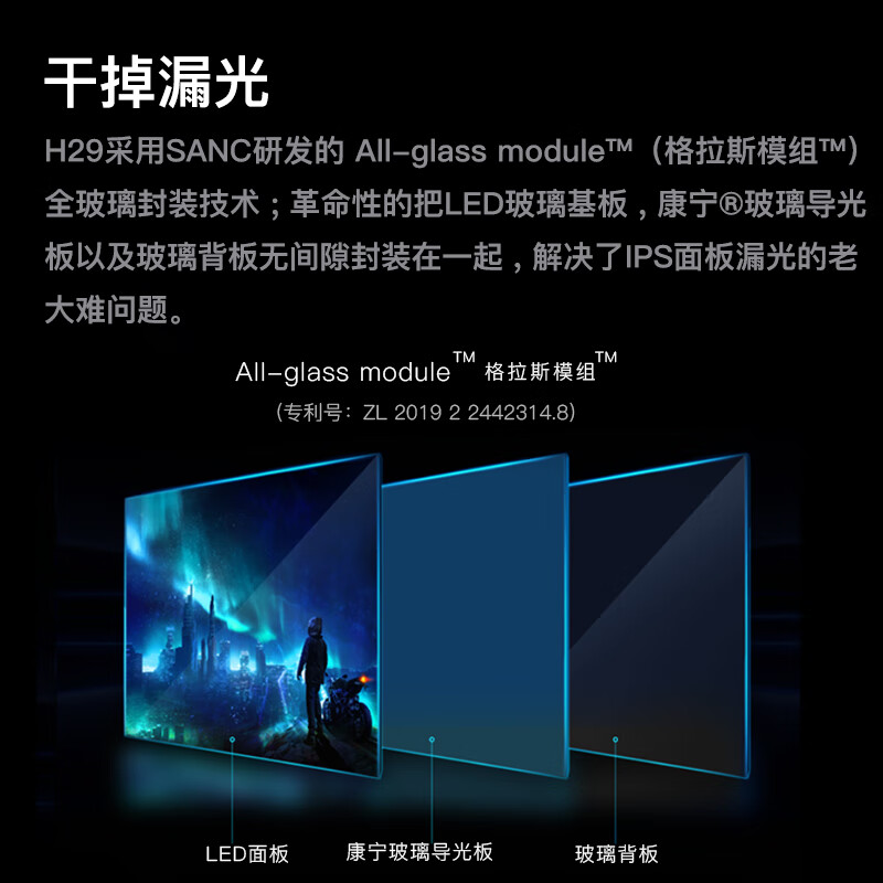 SANC 29英寸准2K 带鱼屏IPS 不漏光格拉斯全玻璃模组 21:9显示器广色域电脑屏幕H29 带鱼屏