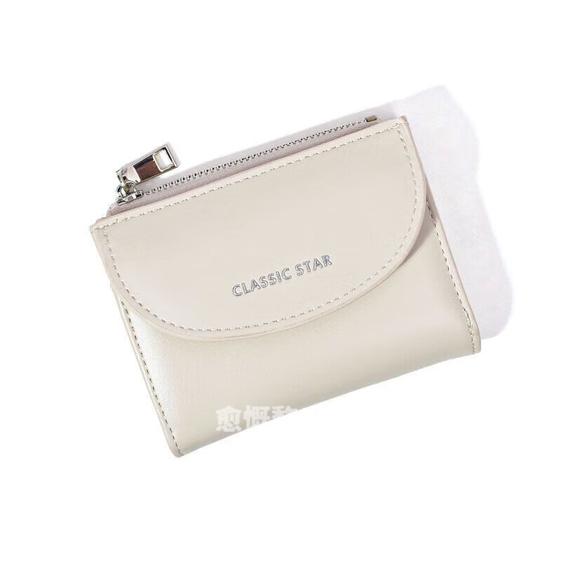 包一折款韩版新款女士零钱包ins学生 纯色简约卡包多功能口红包 白色