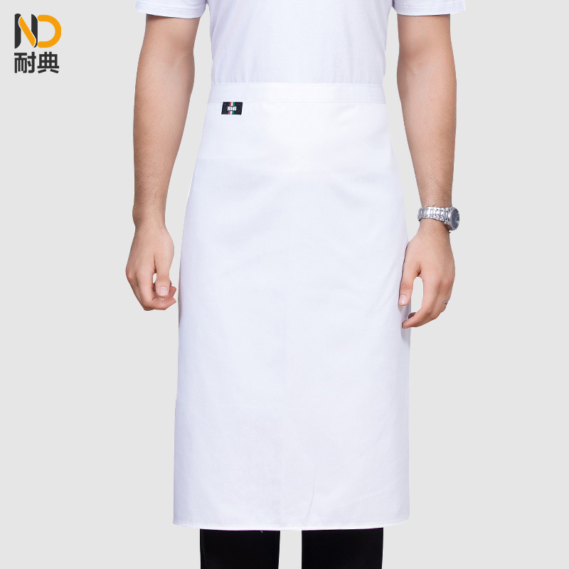 男女酒店厨房餐厅半截围腰防污家用半身围裙 nd-yl织带王标 王标白色