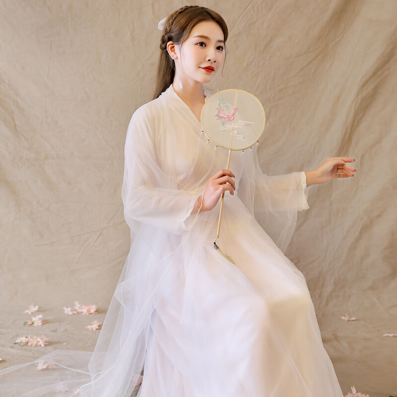 zhouyouyang改良汉服仙女白色古装原创中国风超仙气飘逸大广袖舞蹈