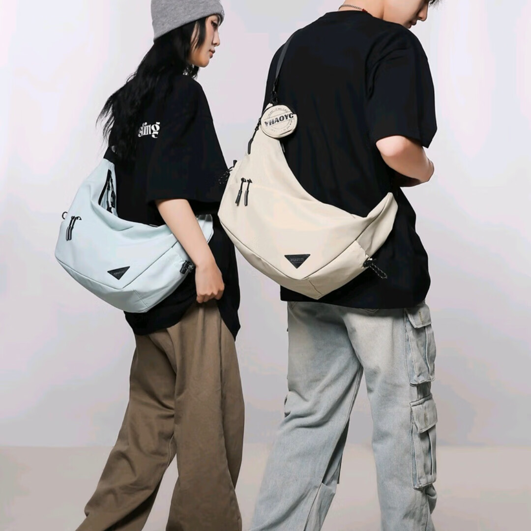 斜挎包男生潮牌休闲通勤单肩包男女2024新款机能邮差包男士背包 灰色防水