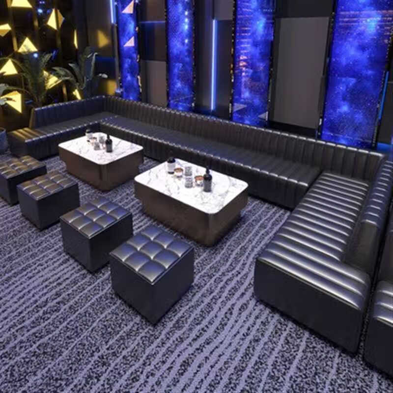 芝易酒吧ktv沙发定制会所k房夜场转角u型l形歌厅包厢卡座发光茶几组合