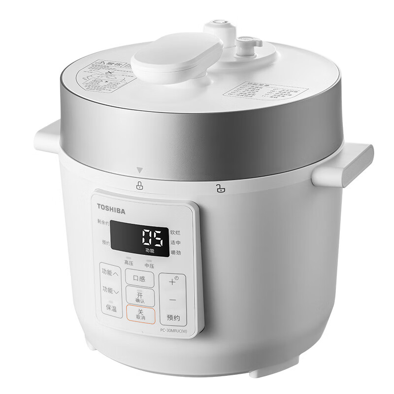 东芝(TOSHIBA)国家补贴304不锈钢0涂层芝味2-4人家用多功能迷你中高压锅智能预约电饭煲14重安全保护 大容量 单内胆 3L 单内胆PC-30MRUC(W)