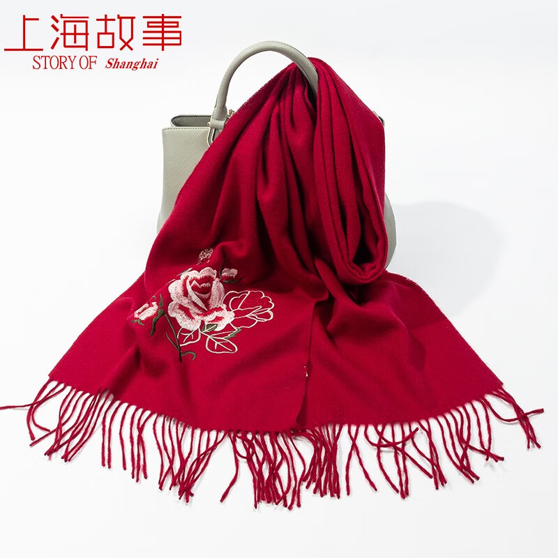 上海故事围巾冬季女羊毛披肩外搭2024新款羊绒围脖中老年送妈妈民族风