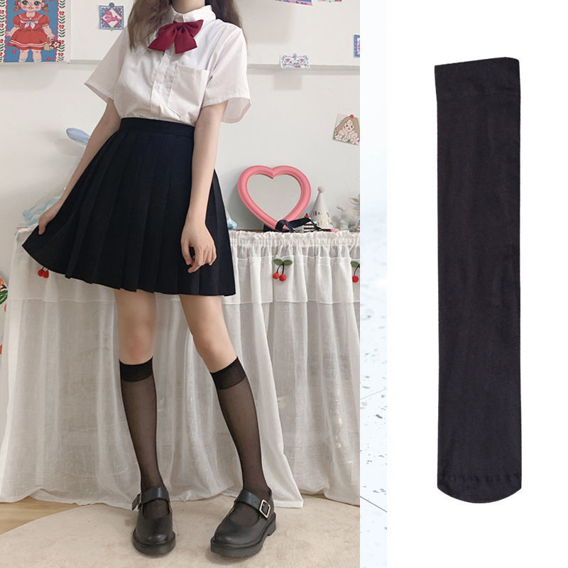 到膝盖的丝袜jk日系小腿袜天鹅绒萝莉丝袜女显瘦夏季女学生ins韩版