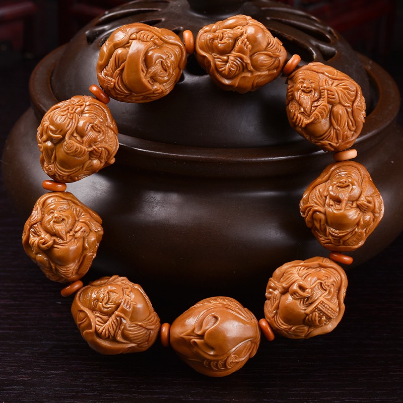 1大籽 橄榄核手串文玩核雕手把件八大弥勒 苏勇 手工雕刻 2.1*2.4cm