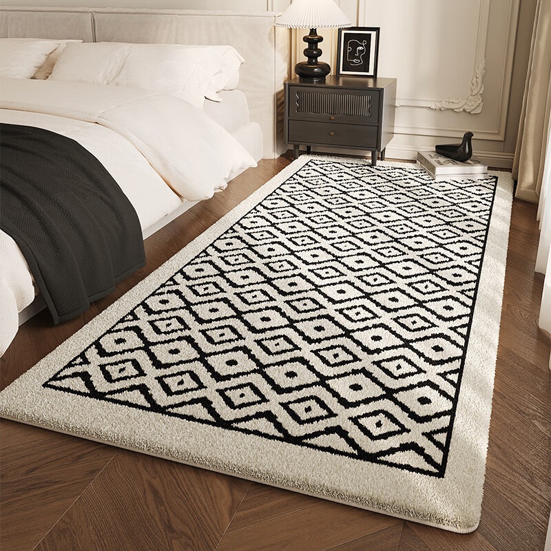 圣瓦伦丁法式床边地毯轻奢室内卧室毯房间床前地垫床下长条毛绒防滑脚垫 络语 40×120cm【亲肤环保/可机洗】