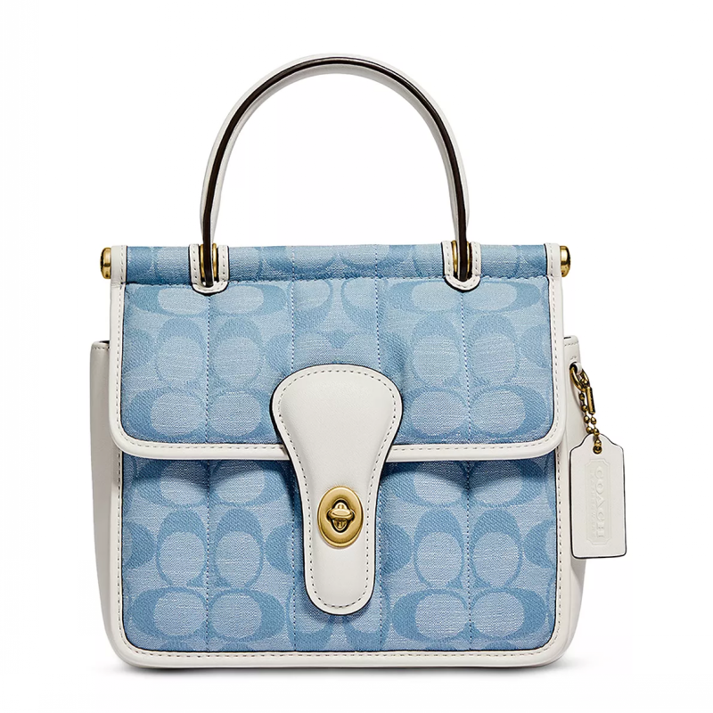 coach蔻驰女包 willis 18 系列 logo压花经典款手提包 链条斜挎包