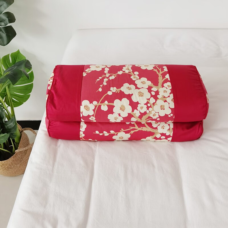 柳庭 家纺 荞麦枕头枕芯60贡缎纯棉面料一对颈椎枕 梅花（一对） 一对装（长50cm*宽25cm*高12cm）