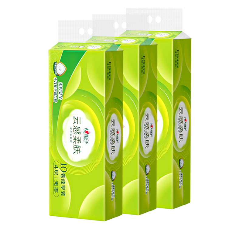 心相印云感柔肤卷纸立体压花卫生纸4层70克无芯卷筒宿舍家用厕所擦手纸 4层 70g/卷*30卷 提装