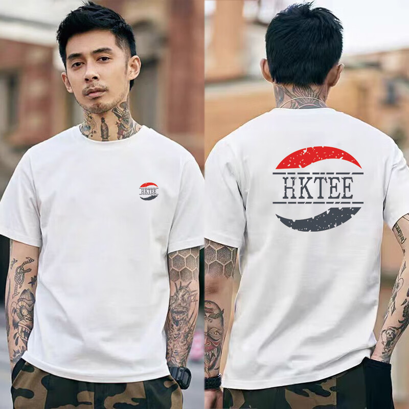 陌汀2026新款夏季港风t恤男短袖潮牌纯棉宽松大码潮流半袖男装打底衫 白 0163 HKTEE 2XL