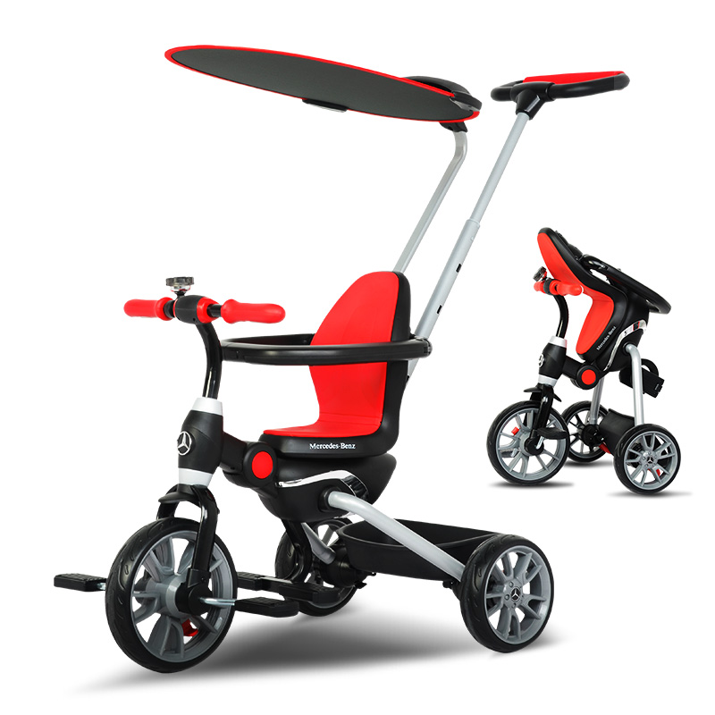 智乐堡（CHILOKBO）儿童三轮车 婴幼儿手推车宝宝可折叠脚踏车单车自行车玩具童车 奔驰正版8832红色