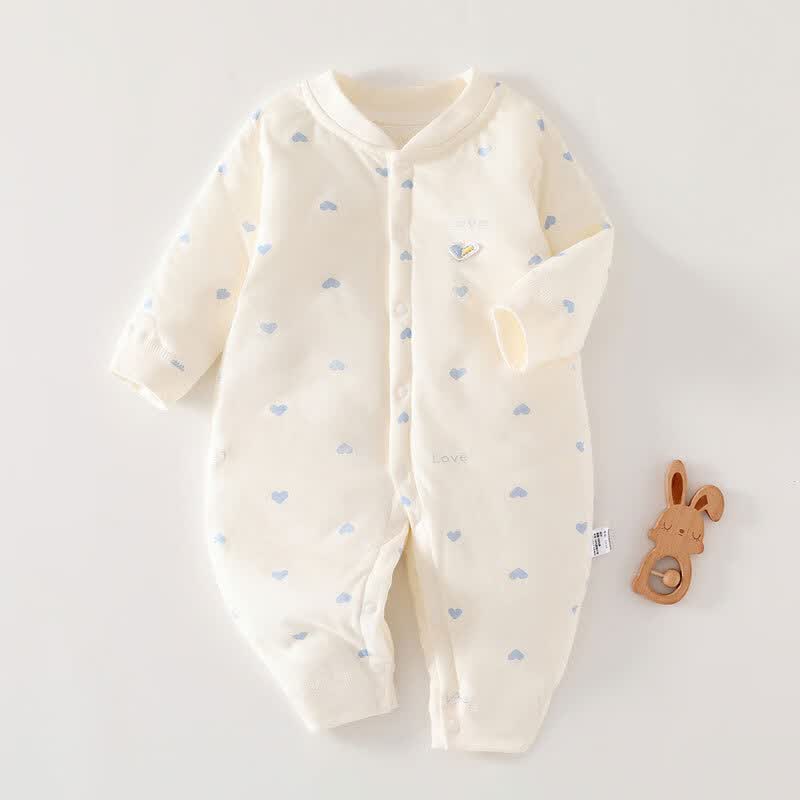 温小影婴儿连体衣秋冬夹棉加厚新生儿棉衣40g薄棉服0-12个月宝宝衣服 X6621米色小浣熊薄棉袄-开扣 66cm(11-14斤合适)