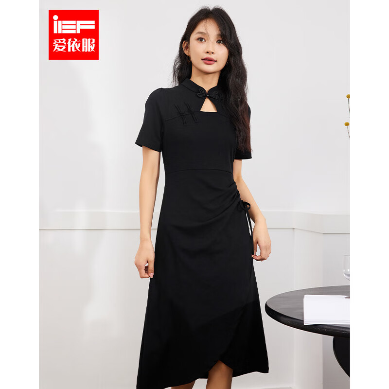 IEF/爱依服2023夏季新款复古名媛气质抽绳设计改良棉旗袍连衣裙女 黑 M使用感如何?