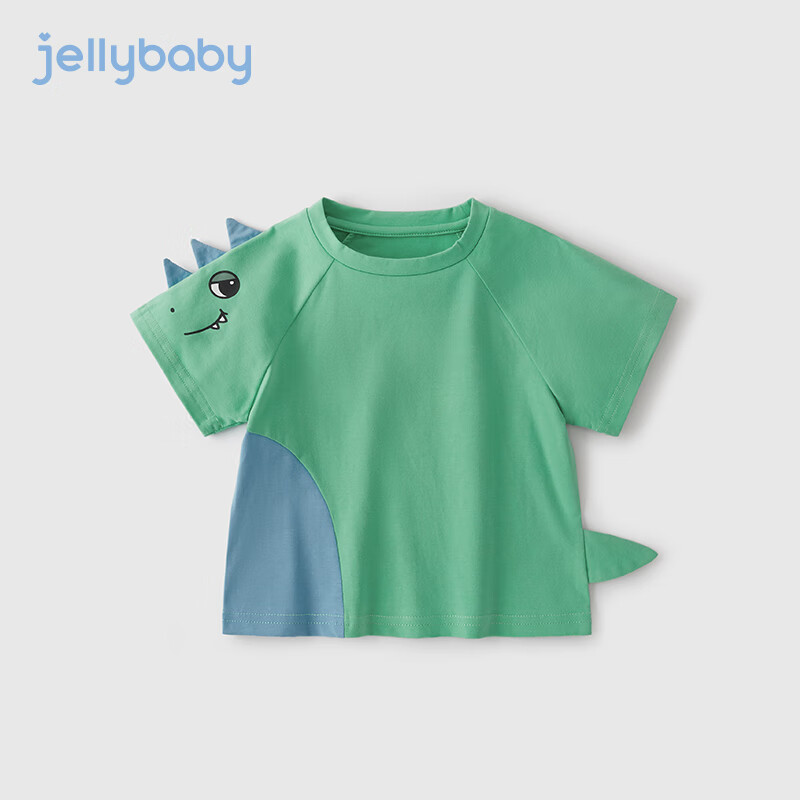 JELLYBABY宝宝夏装童装儿童运动上衣夏季男童恐龙t恤短袖 绿色 110cm