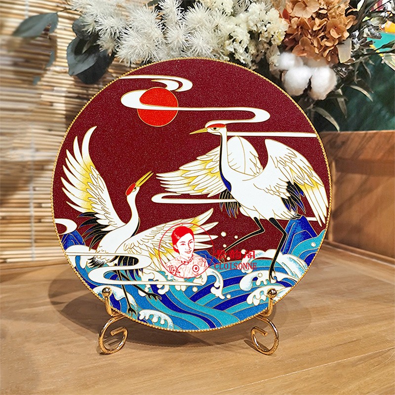 景韵阁 掐丝珐琅diy手工艺品 仙鹤朝阳 金丝沙画釉料画 彩砂材料包20*