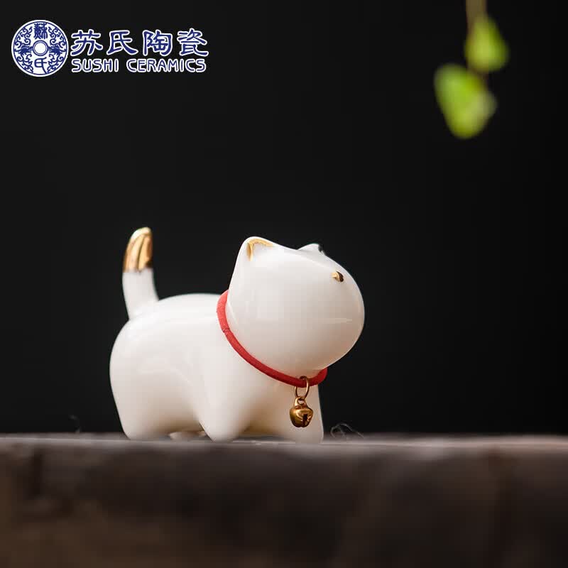 苏氏陶瓷（SUSHI CERAMICS）羊脂玉瓷茶具配件茶宠描金小猫咪属于什么档次？
