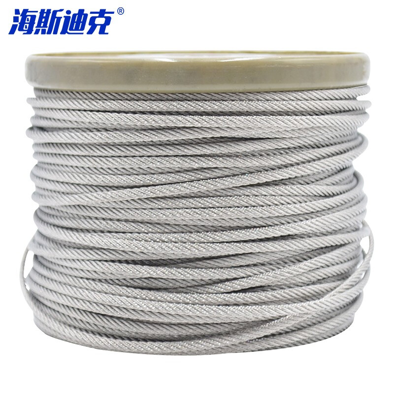 海斯迪克 HKCX-6 304不锈钢透明包塑钢丝绳 PVC包胶涂塑绳 （7×19结构）8mm/10mm