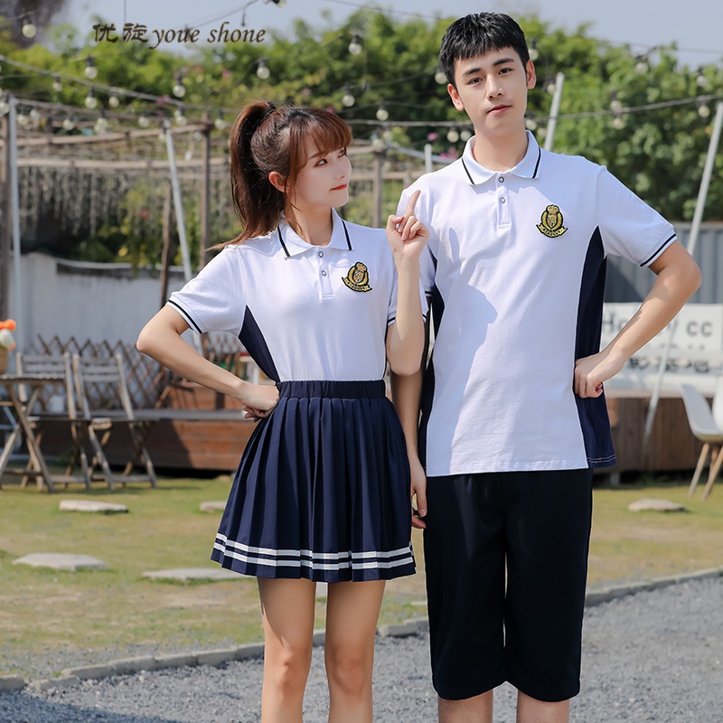 优旋春夏短袖t恤套装中学生校服班服情侣运动演出服高中生毕业班服装