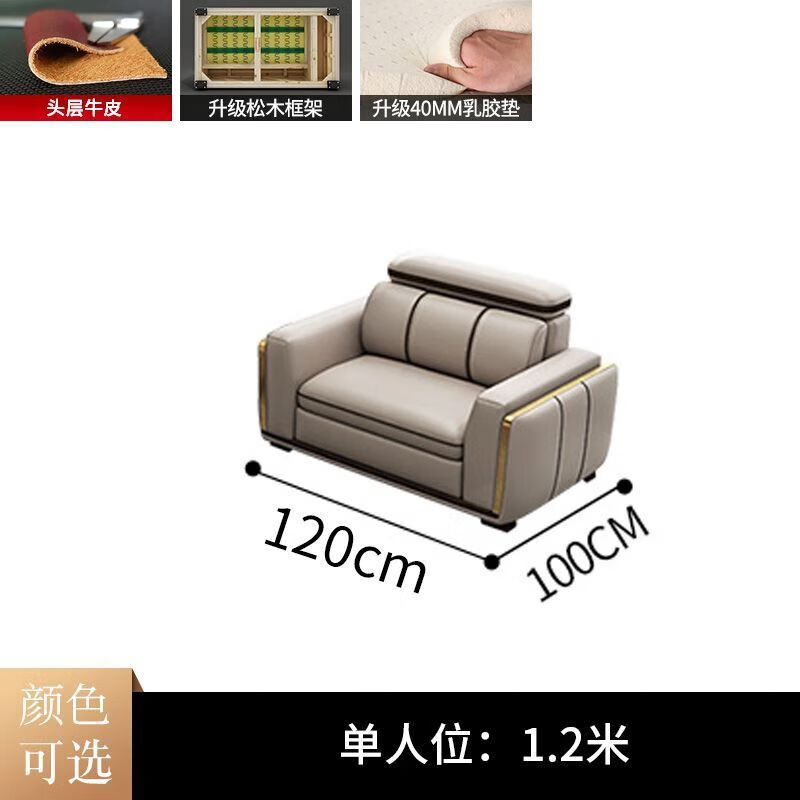 御巢盛2026新款沙发客厅头层牛皮大小户型直排贵妃组合现代家用皮沙发 普通版:国产桉木框架高密 2.6m 四人位+脚踏