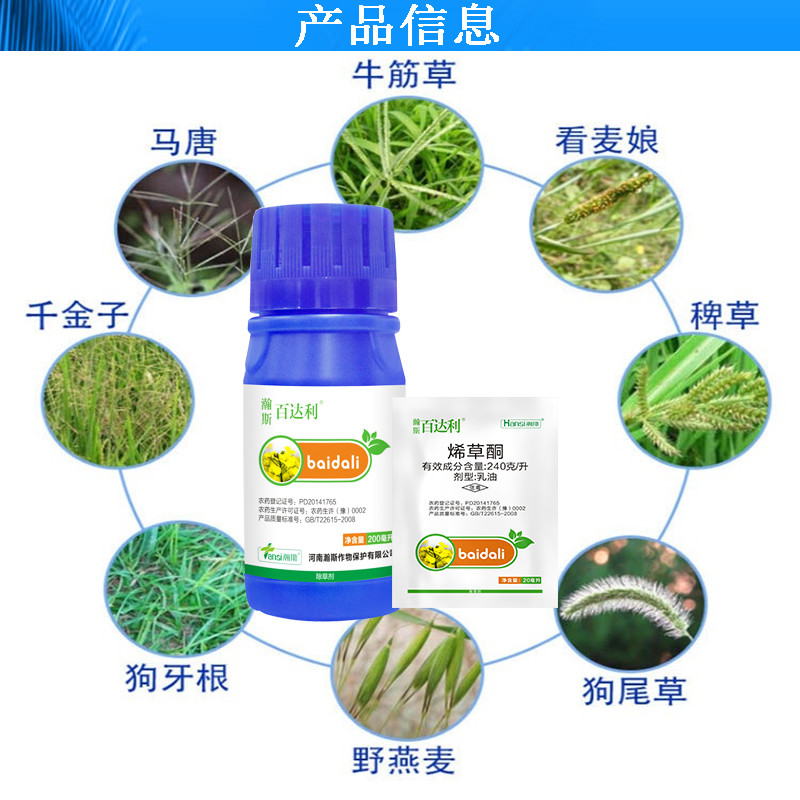 瀚斯百达利240克/升烯草酮希草铜油菜田苗后除禾本科杂草农药除草剂