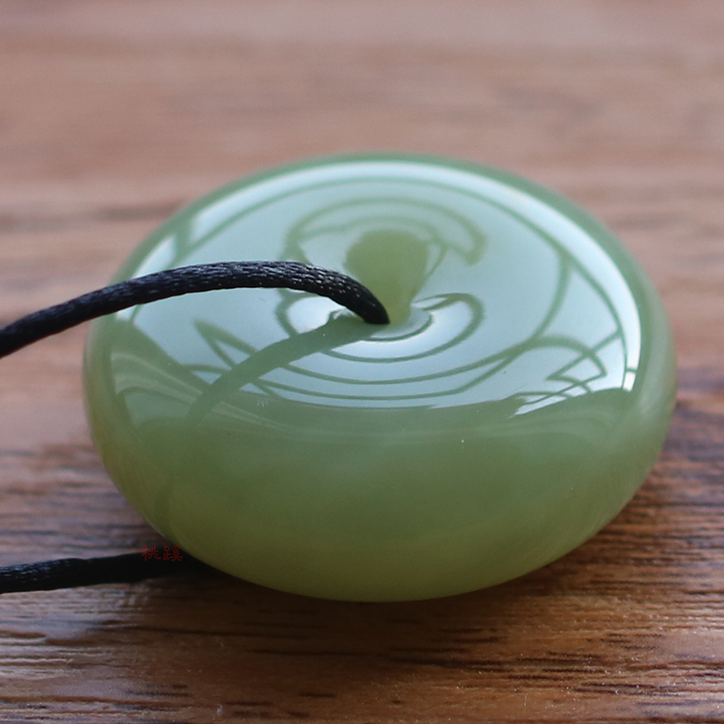 古珍 新疆和田玉黄 口料平安扣吊坠男 男士怀古挂件玉坠 吊坠女款送