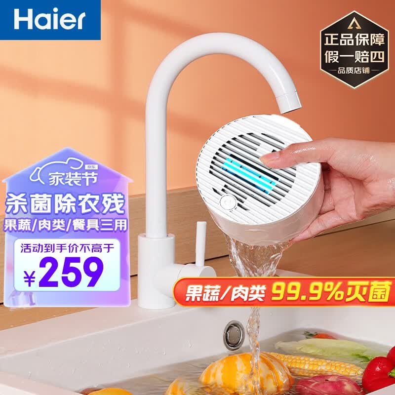 海尔（Haier）果蔬清洗机净化机新款家用杀菌洗菜机水果蔬菜肉类无线便携非超声波净食机农残清洗机HJ-B601Q15W 除菌率99.9%【水果/肉类双模式】怎么样,好用不?