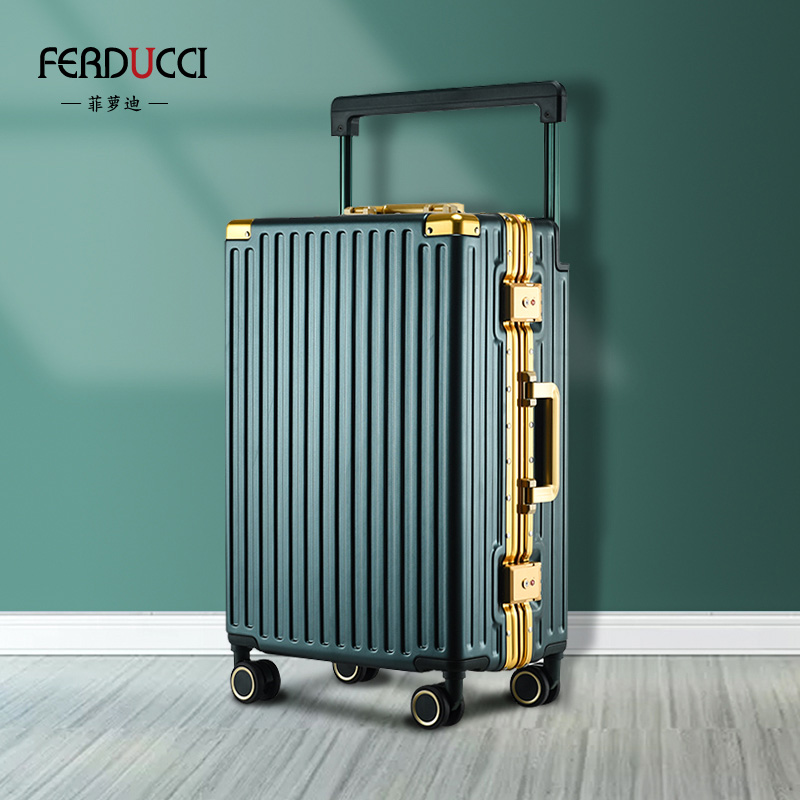 菲萝迪（Ferducci）行李箱铝框拉杆箱复古大容量托运箱出