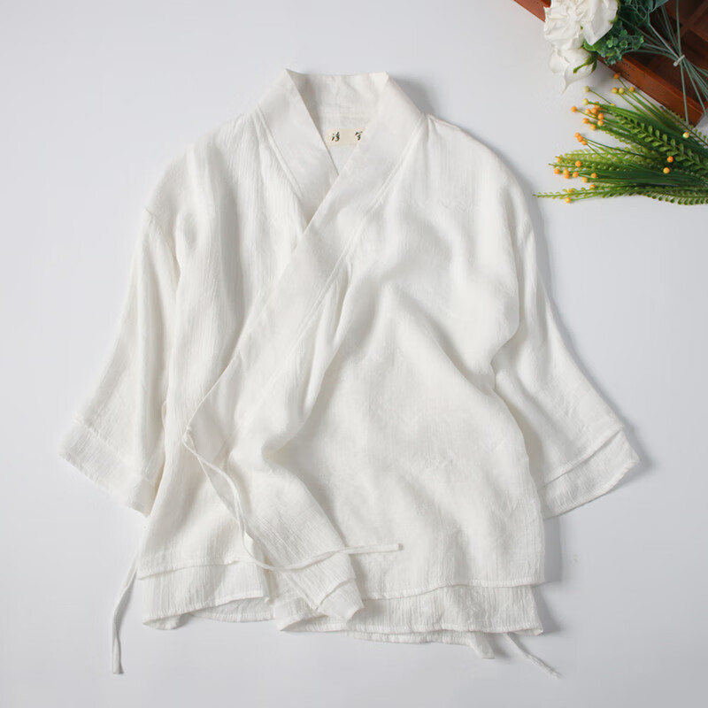 打坐服女禅意改良汉服上衣禅修服中式女装禅服 白色 小号胸围100cm