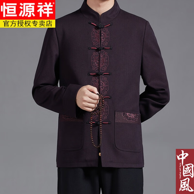 恒源祥唐装男中老年长袖套装中国风爸爸春秋中山装老人衣服爷爷装 红色 7806 红色  7806 (套装) XL 180(140-155斤)怎么样,好用不?