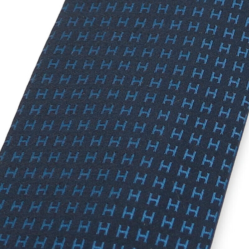 爱马仕(hermes)领带 h印花男士暗蓝色领带同款  精选礼品网红同款