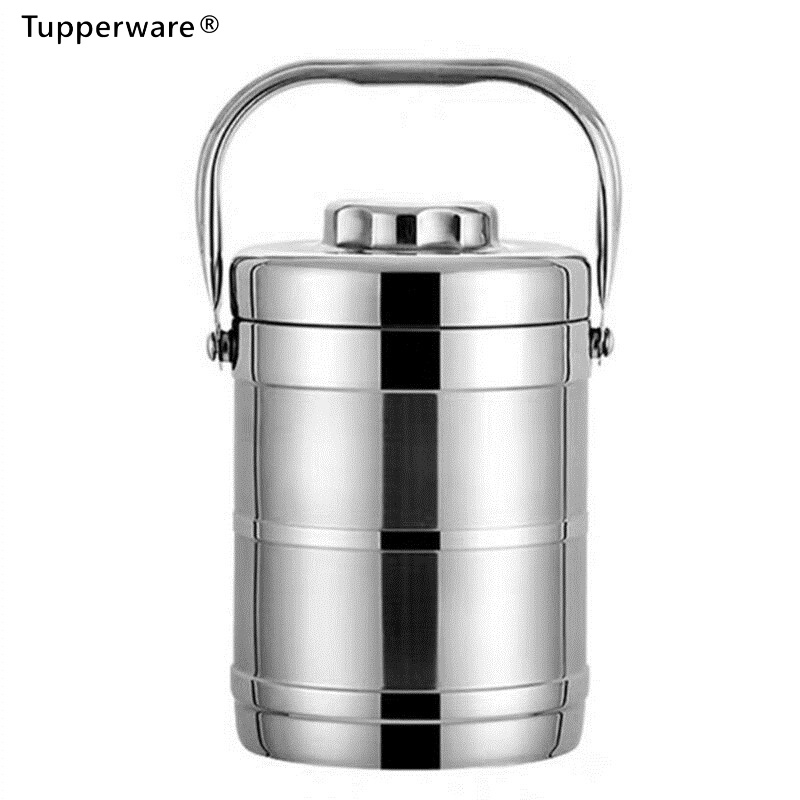 特百惠(tupperware【配袋】双层不锈钢保温饭盒3层保温饭桶 1.