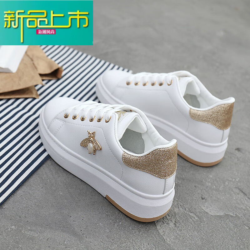 vzvy酷奇· 酷琦 gg小蜜蜂小白鞋女鞋ins潮流白色休闲鞋子女生百搭厚1