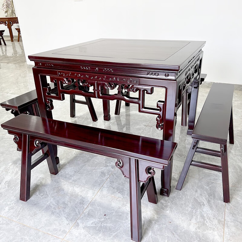 mexueer八仙桌全实木 四方桌子 徽派八仙桌实木正方形仿古中式花梨餐