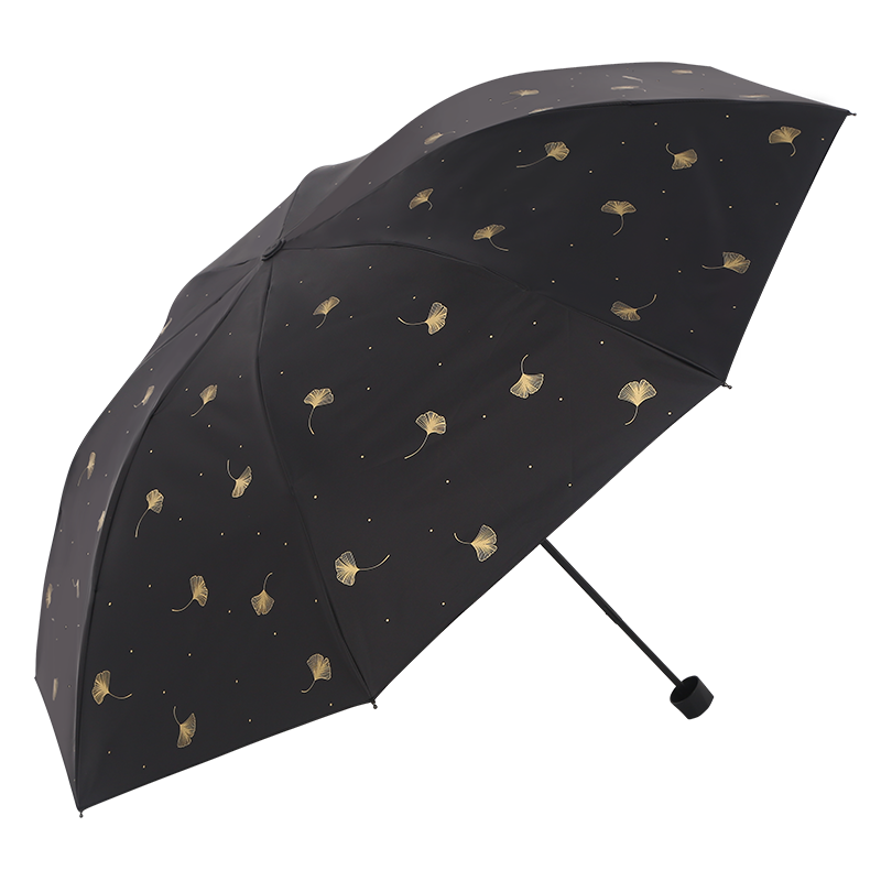 天堂 防紫外线晴雨伞三折 雨伞黑胶防晒太阳伞遮阳晴雨伞 黑色