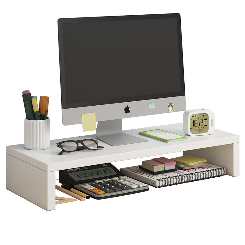 悦美妙显示器支架台式增高架办公室键盘收纳架电脑屏幕托架X器加高置物架子 暖白色